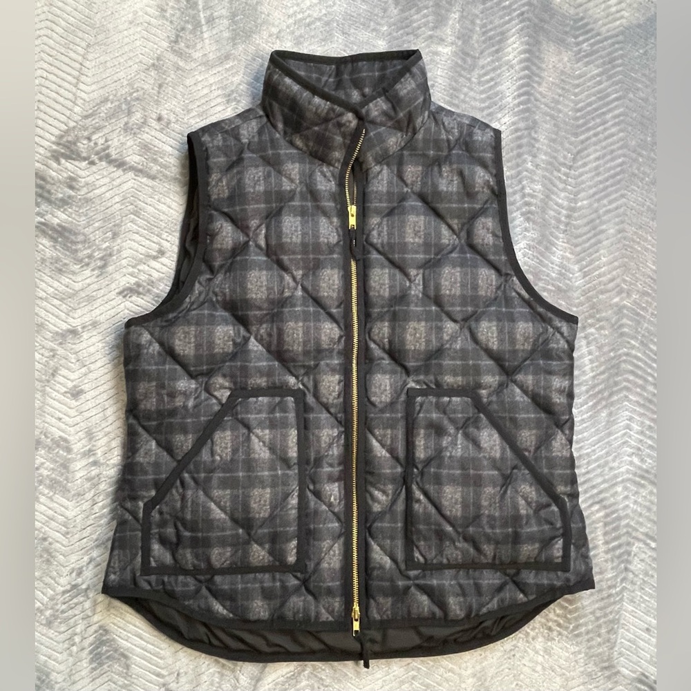 J.Crew Plaid Quilted Down Puffer Vest Large‎